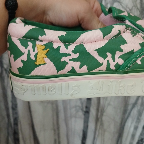 Green and Pink Slip-On Sneakers - Picture 4 of 5